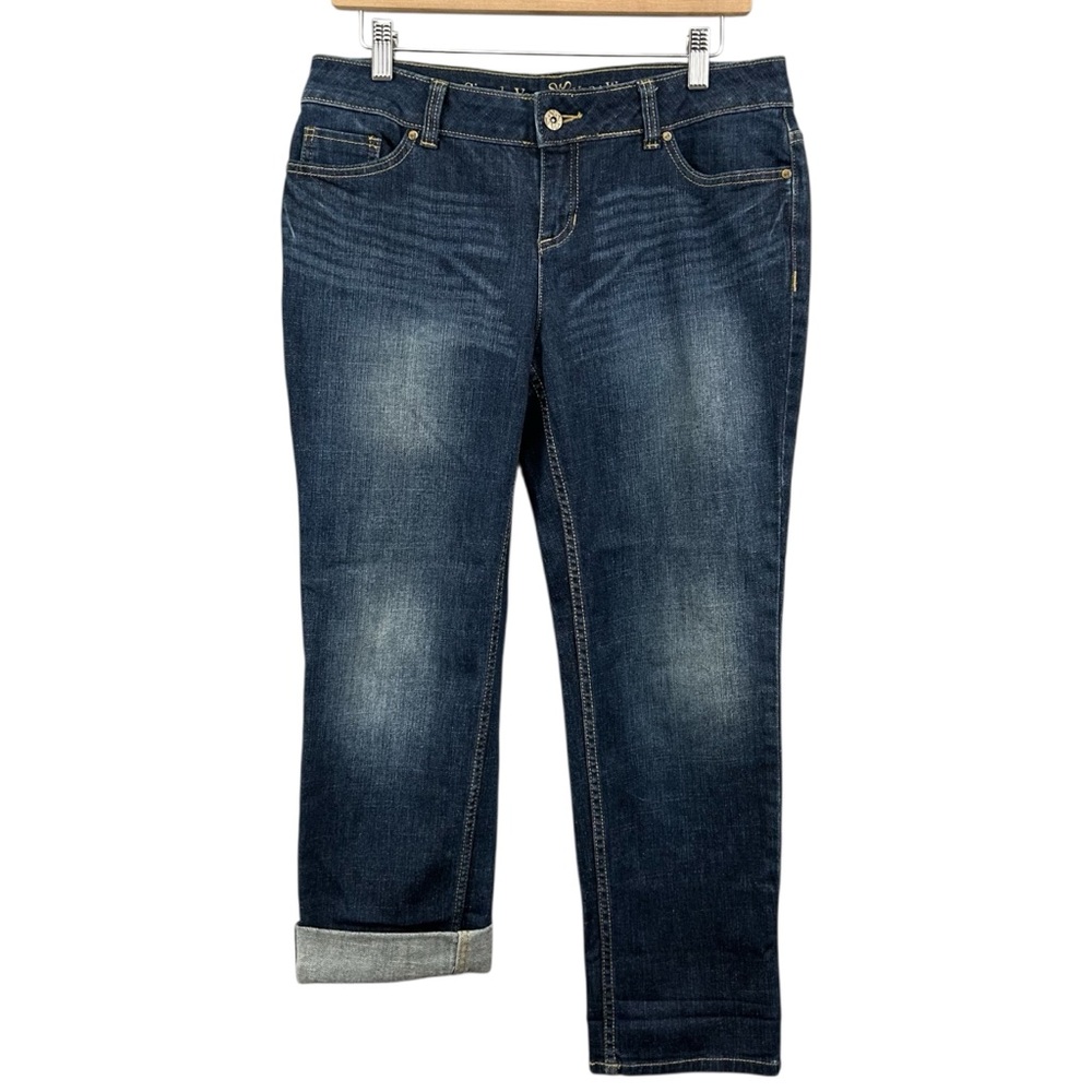 Simply Vera Vera Wang Straight Leg Dark Blue Ankle Cropped Jeans Size 8